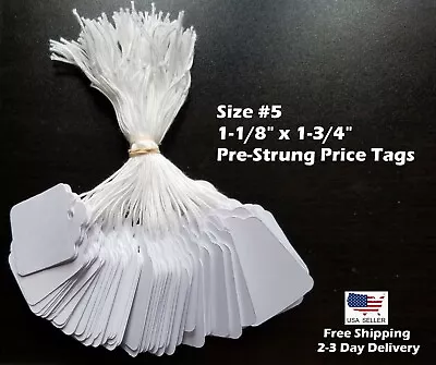 Garage Sale Price Tags Size #5 Blank White Hang Merchandise String Strung • $17.69