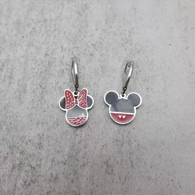 Disney Earrings Womens Micky Minnie Mouse Red Black 1 Inch Drop Costume Jewelry • $6.99