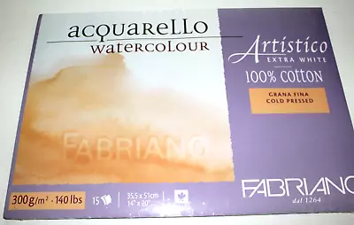  Fabriano Artistico 140 Lb. Cold Press 15 Sheet Block 14  X 20  - Extra White • £35.81