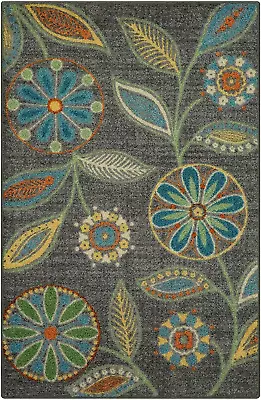 Reggie Floral Kitchen Rugs Non Skid Accent Area Carpet [Made In USA] Multi 2'6 • $49.88