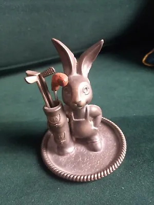 £8 • Buy Seba Silver Plated Figure Of A Rabbit With Golf Clubs