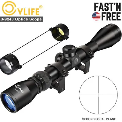 3-9x40 Hunting Scope W/ Ring Mounts Optics Scope Rifle/Air Guns/Airsoft/Crossbow • $32.99