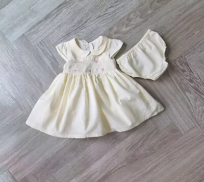 Matalan Yellow Baby Girl Dress Size 9-12 Months • £10