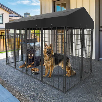 127cm 249cm XXXL Dog Kennel Pet Run Enclosure Playpen House Metal Dog Cage Fence • £112.91