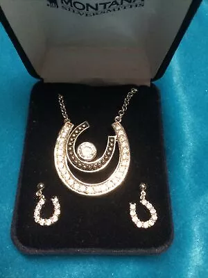 Montana Silversmiths Horseshoe In Horseshoe Crysta Necklace & Matching Earrings • $50