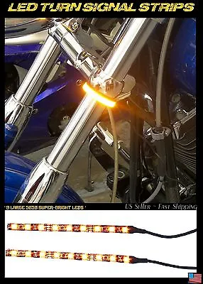 2x Motorcycle LED Fork Turn Signal Indicator Lights Jap Cafe Cruiser Directional • $16.90
