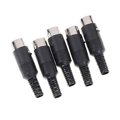 5pcs DIN Male Plug 5 Pin Connector With Plastic Handle Adapters Cables ._~~ • $7.81