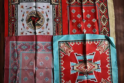 Vtg Southwest Aztec Bandana Wamcraft Lot Of 4 Handkerchief Western USA Made • $29.99