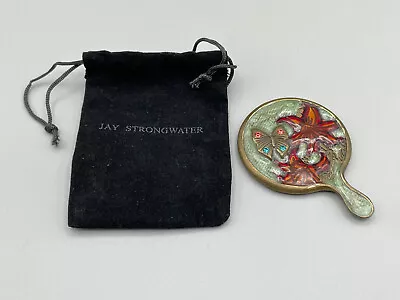 Jay Strongwater Swarovski Crystal Hand Mirror Mini Floral Butterfly Enamel  • $35.99