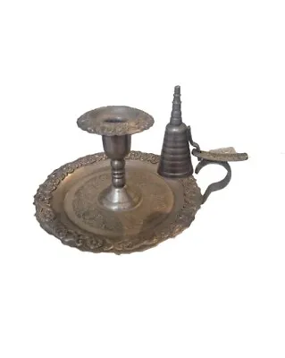 £47.45 • Buy Antique Chamberstick Candlestick Chamber Candle Holder Snuffer Silver Plated