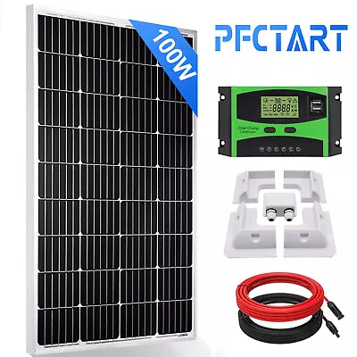 100Watt Solar Panel Kit 20A Controller 3ft Cable For RV Van/Motorhome/boats • £120.89