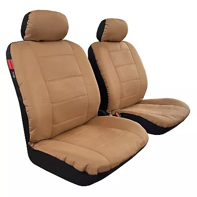 $61.05 • Buy Poly Canvas Seat Covers For Mitsubishi Triton MQ MR Dual Cab Beige Tan Front