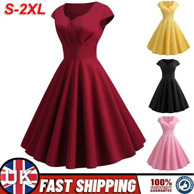 £14.05 • Buy Women Ladies Retro 50s Rockabilly Dress Evening Party Pinup Swing Midi Dress