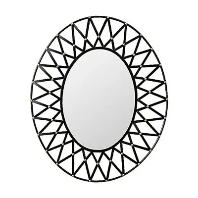 Wall Mounted Decorative MirrorRound Mirror With Modern Metal 24×29  Oval-black • $40.30