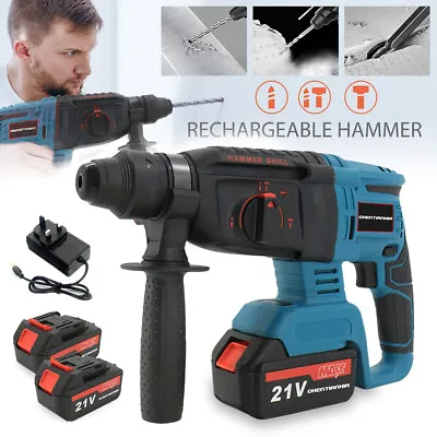 21V Cordless Drill SDS Rotary Electric Impact Hammer With 2 Batteries For Makita • £47.99