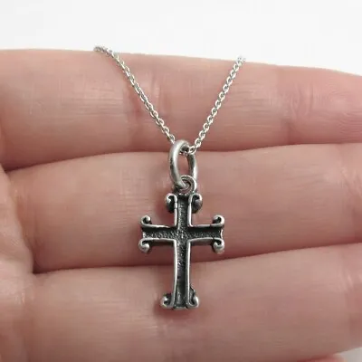 925 Sterling Silver Cross Charm With Necklace • $21.81