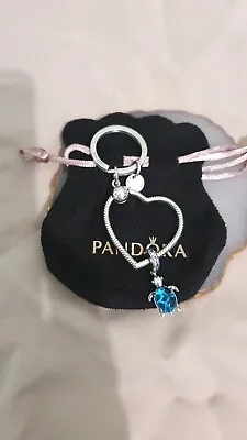 PANDORA Moments Murano Glass Sea Turtle Dangle Charm With  Key ❤️Ring + Giftbag • £40