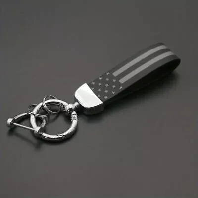 Leather American USA Flag Car Keychain With Zinc Alloy Ring Tactical Keychain • $9.95