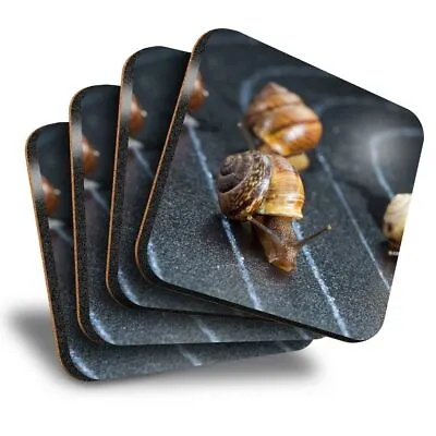 Set Of 4 Square Coasters - Racing Snails Race Ny Insect Snail  #24221 • £9.99