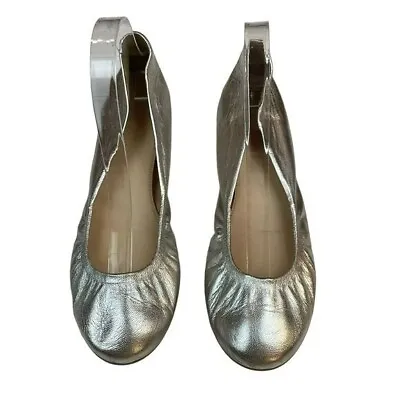 J. Crew CeCe Leather Metallic Silver Ballet Flats • $50