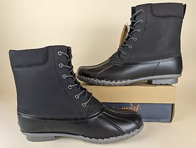 Weatherproof Vintage Adam II Duck Boots Mens 8M Black Faux Leather Shoes NWB • $25.34