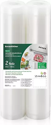 Bonsenkitchen Vacuum Food Sealer Rolls Bags 2 Rolls 30 X 600 Cm Sous Vide Bags • £14.55