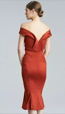 $250 • Buy Zac Posen Burgundy Duchess Satin Fitted Cocktail Dress Sz 8 NWOT