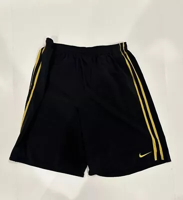 Nike Fit-Dry Live STRONG Athletic Shorts Lined Men Size Large Black Yellow Trim • $15