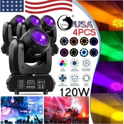 £89.99 • Buy 4PCS 120W LED Moving Head Light RGBW Gobo Beam Stage Spot Lighting DJ Disco DMX