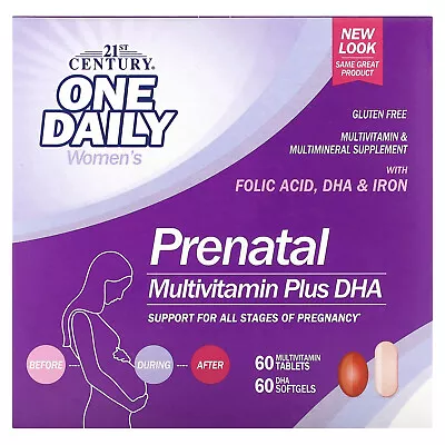 Prenatal Multivitamin Plus DHA 2 Bottles 60 Tablets / 60 Softgels • $24.44