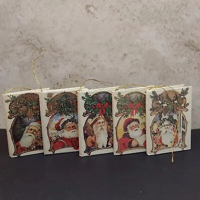 $13.99 • Buy Lot Of 5 Vintage Classic Santa Claus Mini Book Ornaments