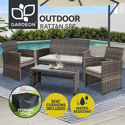 $427.95 • Buy Gardeon Outdoor Furniture Lounge Setting Patio Wicker Dining Set W/Storage Cover