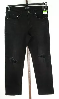  Mens Black Denim Distressed Slim Fit Straight Leg Jeans Size 32 X 30 NEW • $19.99