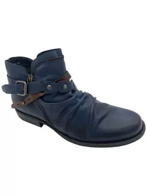 Miz Mooz Leather Buckled Ankle Boots Lagos Denim • $79.99