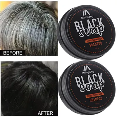 2~Hair Darkening Black Soap For Grey Hair Cover--Men's Grey Coverage Bar Shampoo • £10.95