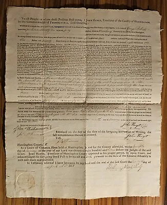 1813 Deed Poll: Treasurer To Peter Shoernberger M.D. Huntingdon Co PA • $34.30