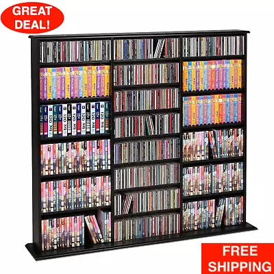 Wall Shelf Multi Media Storage Cabinet CD DVD Movie Organizer 51  Office Black • $187.99