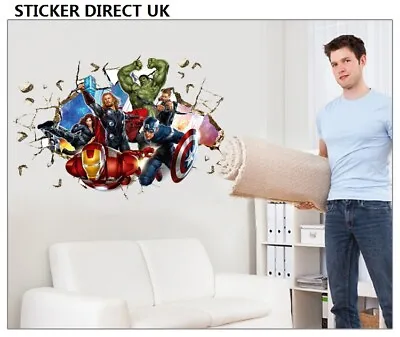 £12.98 • Buy 3D Crack Wall Avengers Marvel Hulk Iron Man Captain Vinyl Sticker