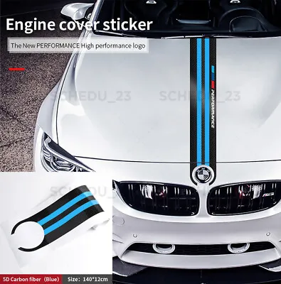 Blue Carbon Fiber 5D Car Hood Sticker Stripe Decal For BMW Performance Sport • $14.99