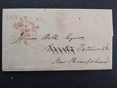 Maine: Levant 1846 Stampless Forwarded Cover Large Red Straight Line Cancel • $95