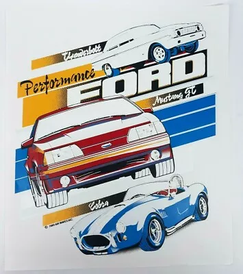 NOS Vtg 1989 FORD COBRA MUSTANG THUNDERBOLT SHIRT IRON ON HEAT TRANSFER 13.5X15 • $15