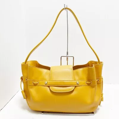 Auth MORABITO - Dark Yellow Leather Shoulder Bag • $106