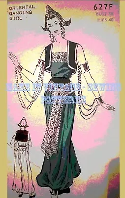 1930's Vintage Sewing Pattern Belly Dance Costume Oriental Harem B36 • £17.99