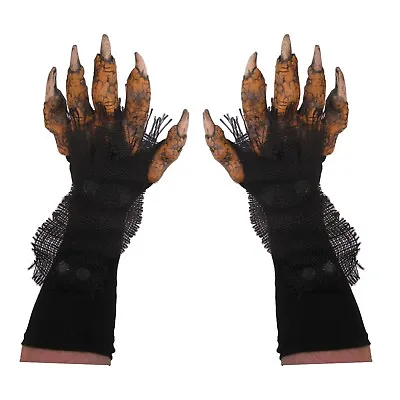 Harvest Beast Orange & Brown Pumpkin Gloves Adult Costume Hands • $36.95