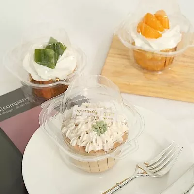 25 CLEAR Disposable Plastic Cupcake BOXES Dome Lid Party Events Home Decorations • $5.91