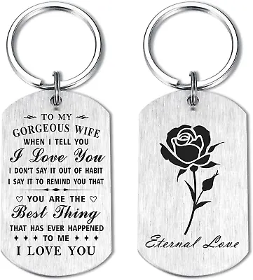 To My Wife Gift I Love You Keychain For Wife Her Good Wife Wedding Anniversary • $19.50