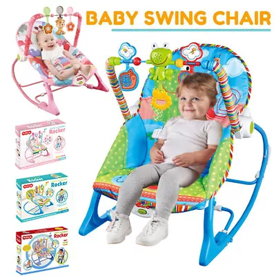 Baby Infant To Toddler Bouncer Rocker Swing Chair Soft Soothing Vibration Toys • £26.90