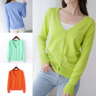 $16.99 • Buy Womens Cardigan Long Sleeve Solid Color Ladies Knitted Top Cardigans Outwear NEW