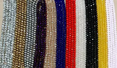 CRYSTAL GLASS BEADS FACETED RONDELLESIZE 8X6MM68 BEADS 1strand • £3.46