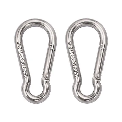 $13.49 • Buy 4 Inch Carabiner Clips- Large Stainless Steel Spring Snap Hook, 2 Pack 400 Lbs